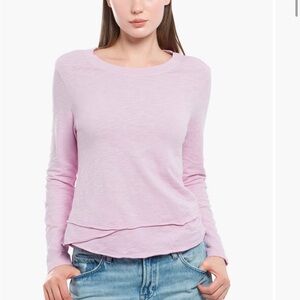Wilt Pastel Pink Long Sleeve Layered Hem Tee
